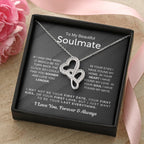 To My Beautiful Soulmate Necklace - Romantic Necklace for Surprising The Soulmate in Your Life - Heart-to-heart Pendant Necklace
