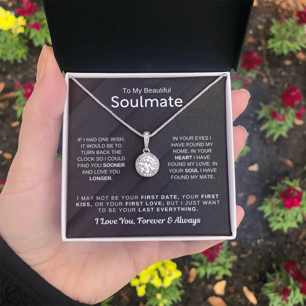 To My Beautiful Soulmate Necklace - Soulmate Gift for Her for Christmas & Everyday Love - Eternal Hope Necklace