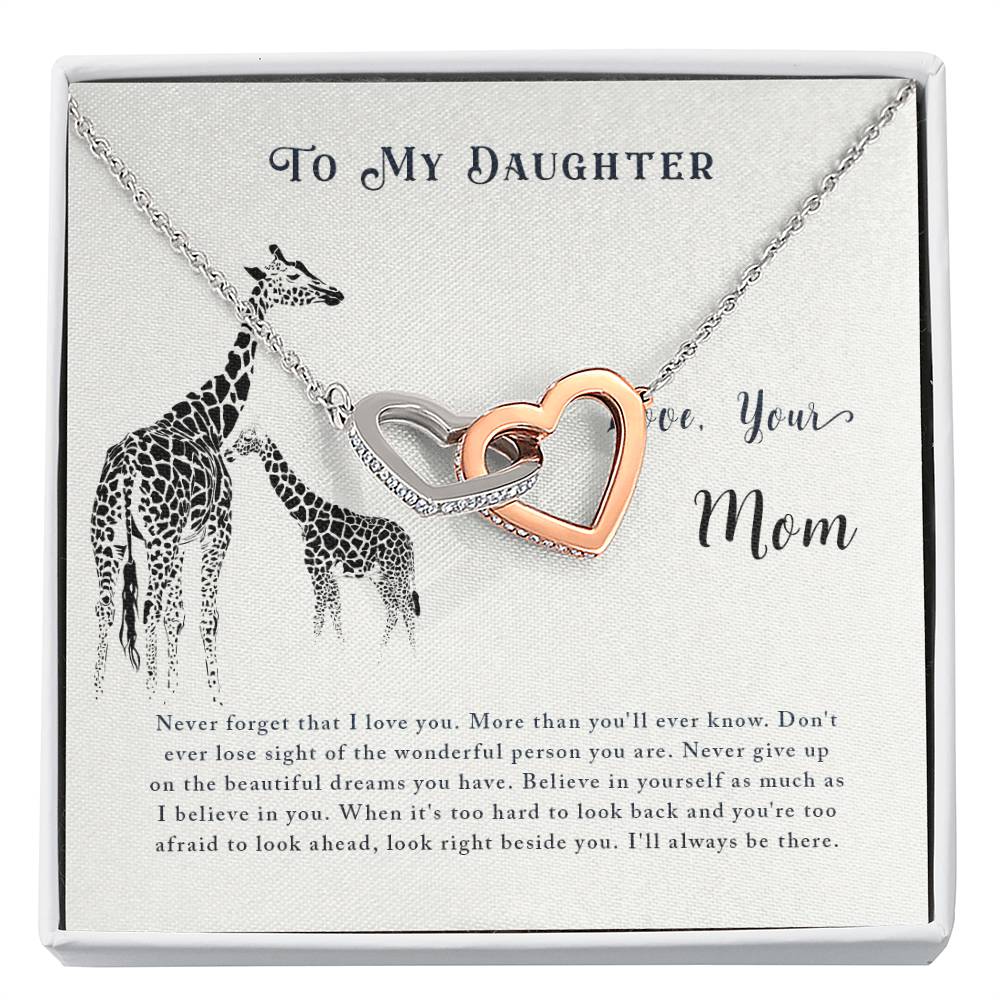 To My Daughter Necklace - Best Gift for Daughter’s Birthday from a Loving Mom - Interlocking Hearts Necklace