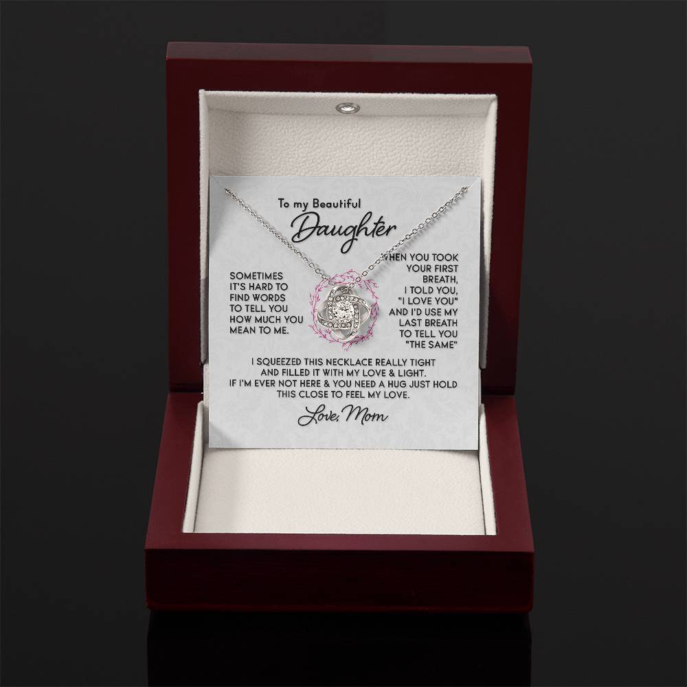 To My Daughter Necklace – Holiday Gift for Daughter Graduation from Mom – Love Knot Necklace
