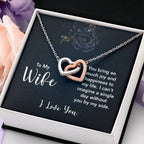 To My Wife Necklace - Sweet Emotional Gift for Wife from Husband on Birthday, Anniversary & Valentine’s Day - Interlocking Hearts Necklace