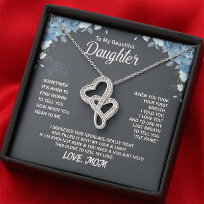 To My Daughter Necklace – Holiday Gift for Daughter Graduation from Mom – Heart-to-heart Pendant Necklace
