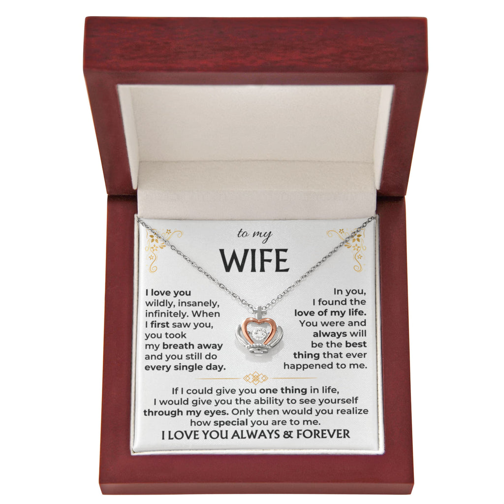 Heartfelt Gift for Wife from Husband - Romantic Jewelry for Special Occasions & Valentine’s Day - Crown Pendant Necklace
