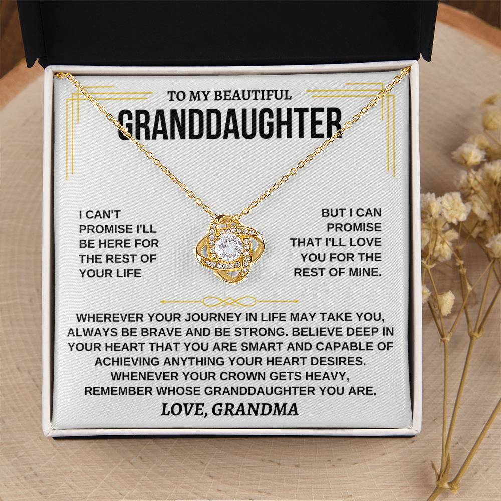 To My Granddaughter Necklace – Jewelry for Granddaughter’s Graduation & Birthday from Grandma – Love Knot Necklace