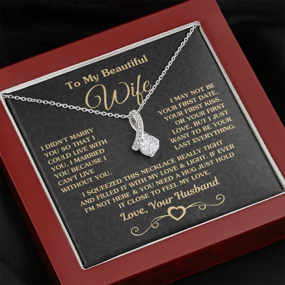 To My Beautiful Wife Necklace - Emotional Love Jewelry Gift from Husband for Valentine’s Day & Birthday Happiness - Alluring Beauty Necklace