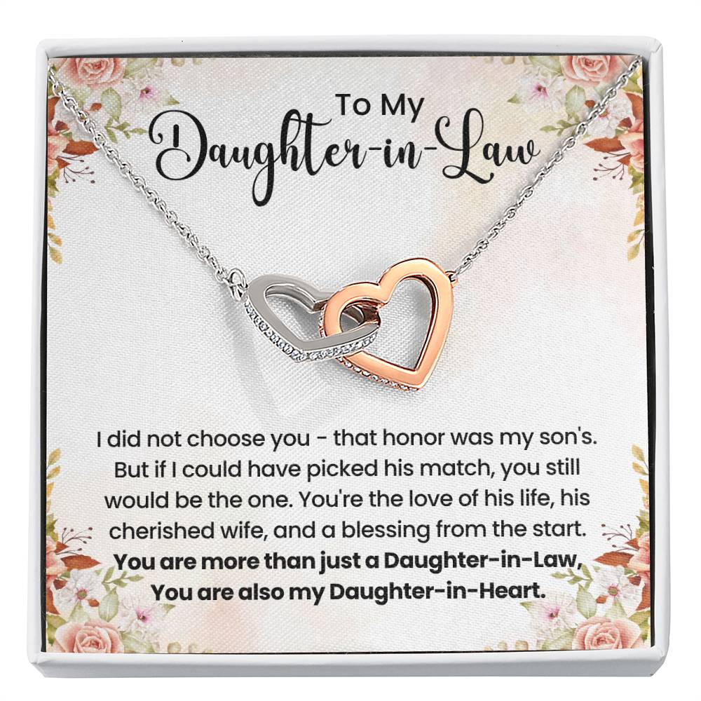 To My Daughter In Law - Interlocking Hearts Necklace - Gift for Bonus Daughter