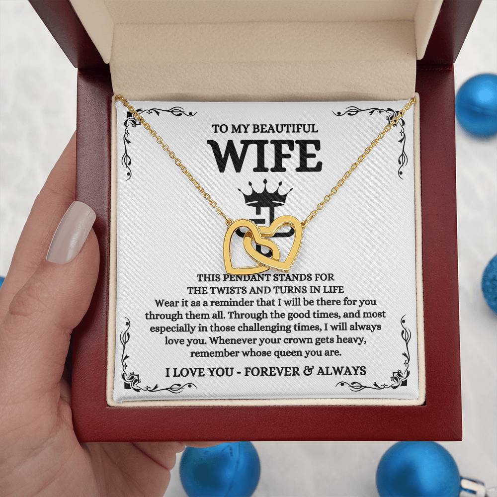 To My Wife Necklace - Emotional Valentine’s Day Gift from Husband - Interlocking Hearts Necklace