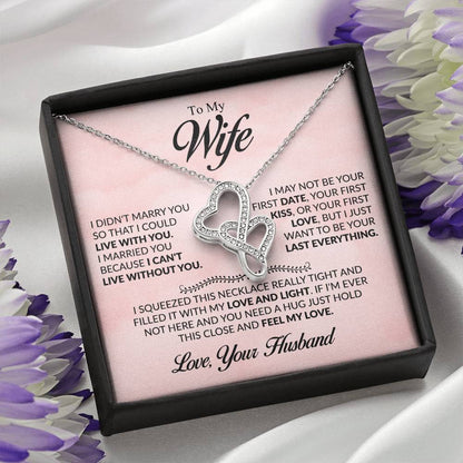To My Wife Necklace - Emotional Jewelry Gift for Wife from Husband to Celebrate Love Every Day - Heart-to-heart Pendant Necklace