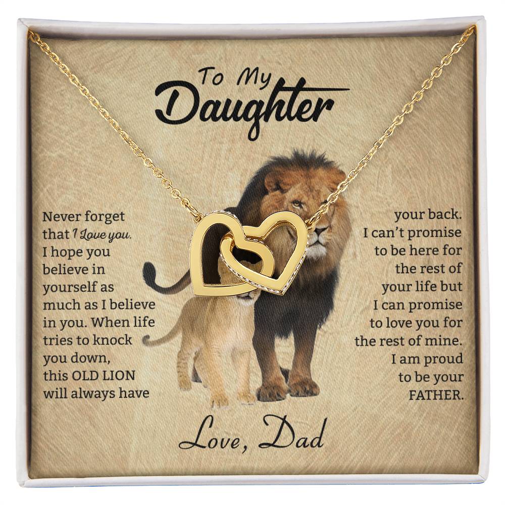 To My Daughter Necklace - Everyday Love Jewelry Gift from Dad for Daughter’s Birthday & Just Because - Interlocking Hearts Necklace