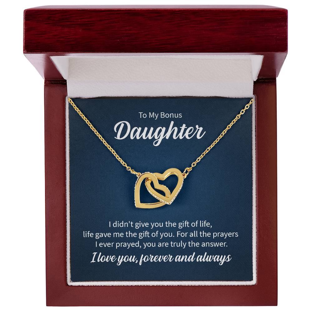 To My Daughter Necklace – Daughter Christmas Graduation Jewelry Gift – Interlocking Hearts Necklace