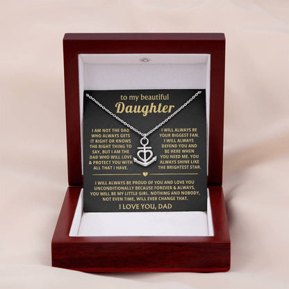 To My Daughter Necklace - Holiday Gift for Daughter from Dad - Anchor Pendant Necklace