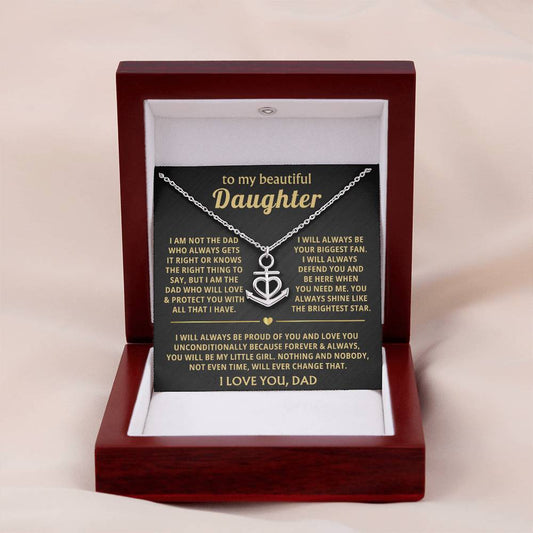 To My Daughter Necklace - Holiday Gift for Daughter from Dad - Anchor Pendant Necklace