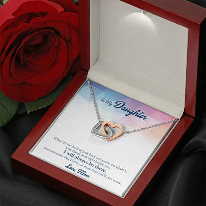 To My Daughter Necklace – Holiday Gift for Daughter Graduation from Mom – Interlocking Hearts Necklace