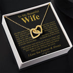 To My Beautiful Wife Necklace - Perfect Romantic Surprise from Husband for Anniversary, Birthday & Valentine’s Day - Interlocking Hearts Necklace