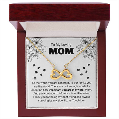 To My Loving Mom - Special Gift for Mother - To our family you are the world - Endless Love Necklace