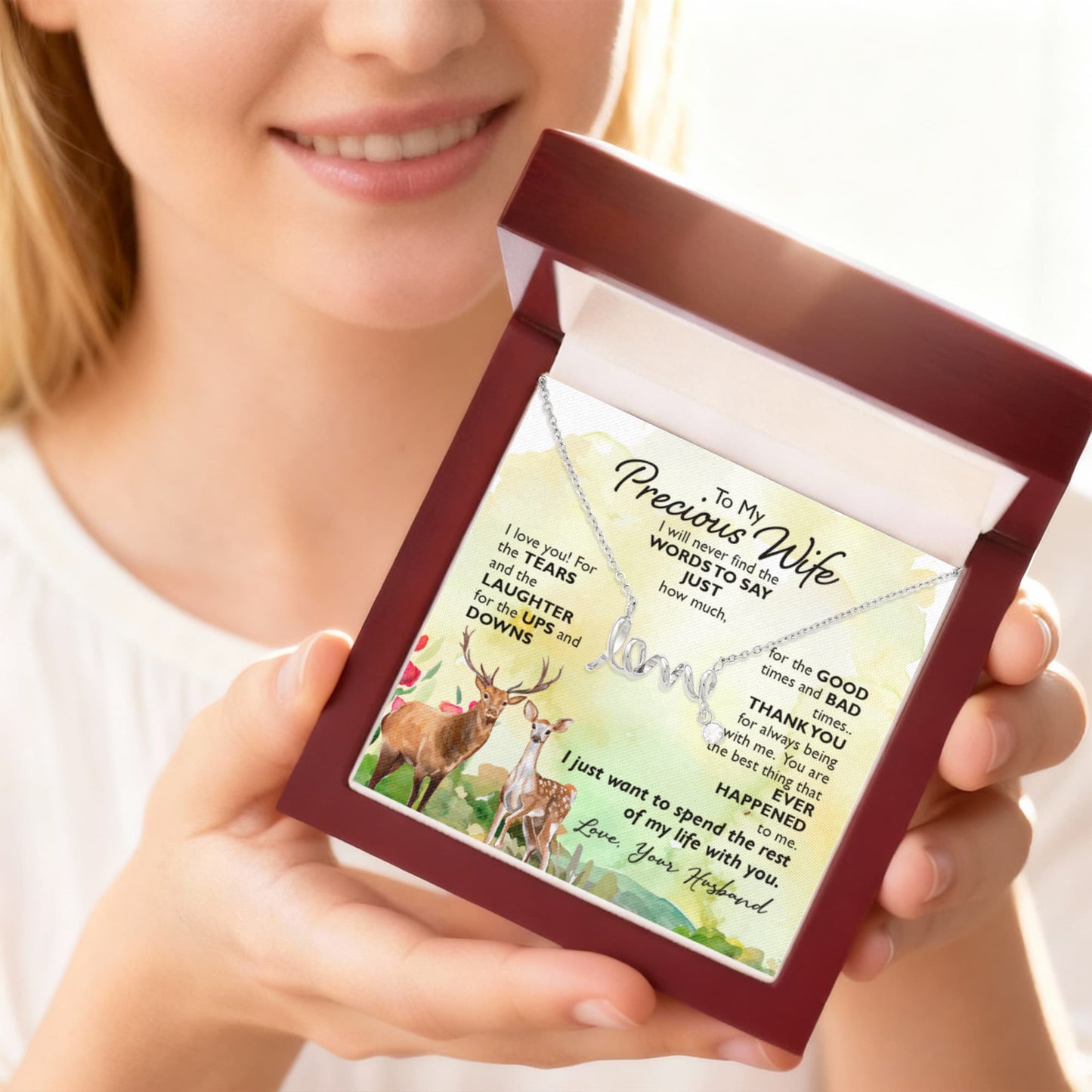 Sentimental Gift for Wife - Emotional Husband-to-Wife Jewelry for Birthday, Christmas & Valentine’s Day - Scripted Love Necklace