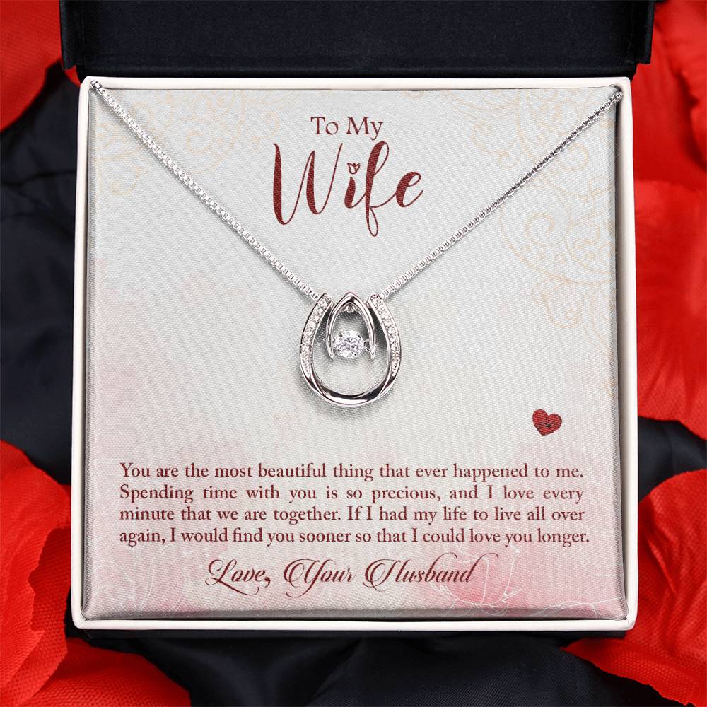 Birthday Gift for Wife from Husband - Emotional Jewelry for Anniversary & Valentine’s Day Too - Lucky In Love Necklace