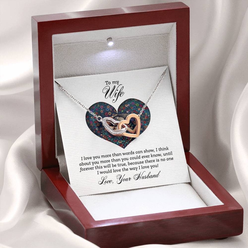 To My Wife Necklace - Sentimental Birthday Gift from Husband, Romantic Jewelry for Valentine’s Day & Holidays - Interlocking Hearts Necklace