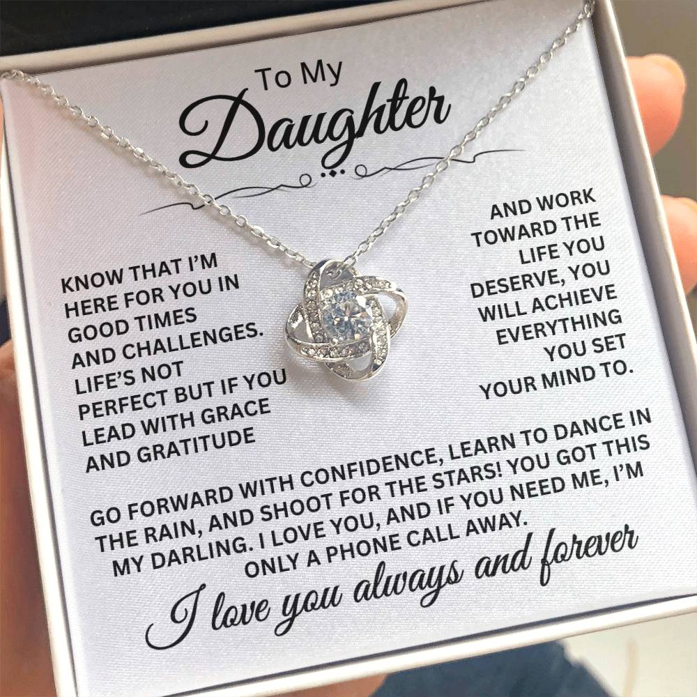 To My Daughter Necklace – Daughter Christmas Graduation Jewelry Gift – Love Knot Necklace