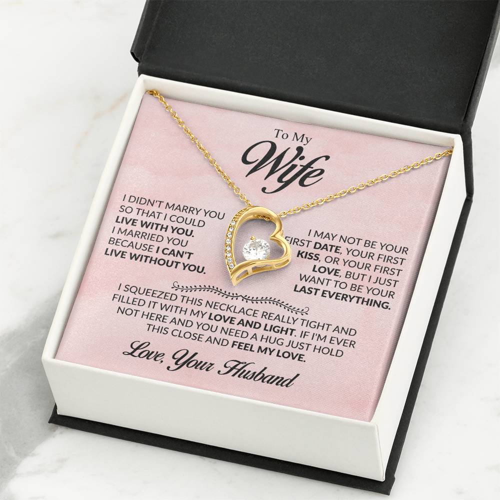 To My Wife Necklace - Sweet Emotional Gift for Wife from Husband on Birthday, Anniversary & Valentine’s Day - Forever Love Necklace