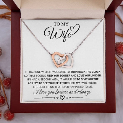 To My Wife Necklace from Husband - Sweet Anniversary Jewelry - Interlocking Hearts Necklace