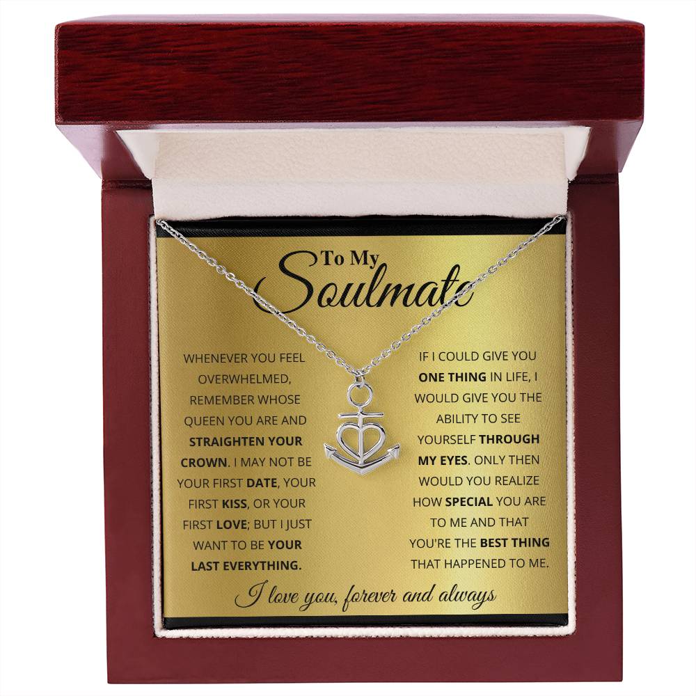 To My Soulmate Necklace - Romantic Soulmate Gift for Her for Christmas & Holiday Gifting - Anchor Pendant Necklace
