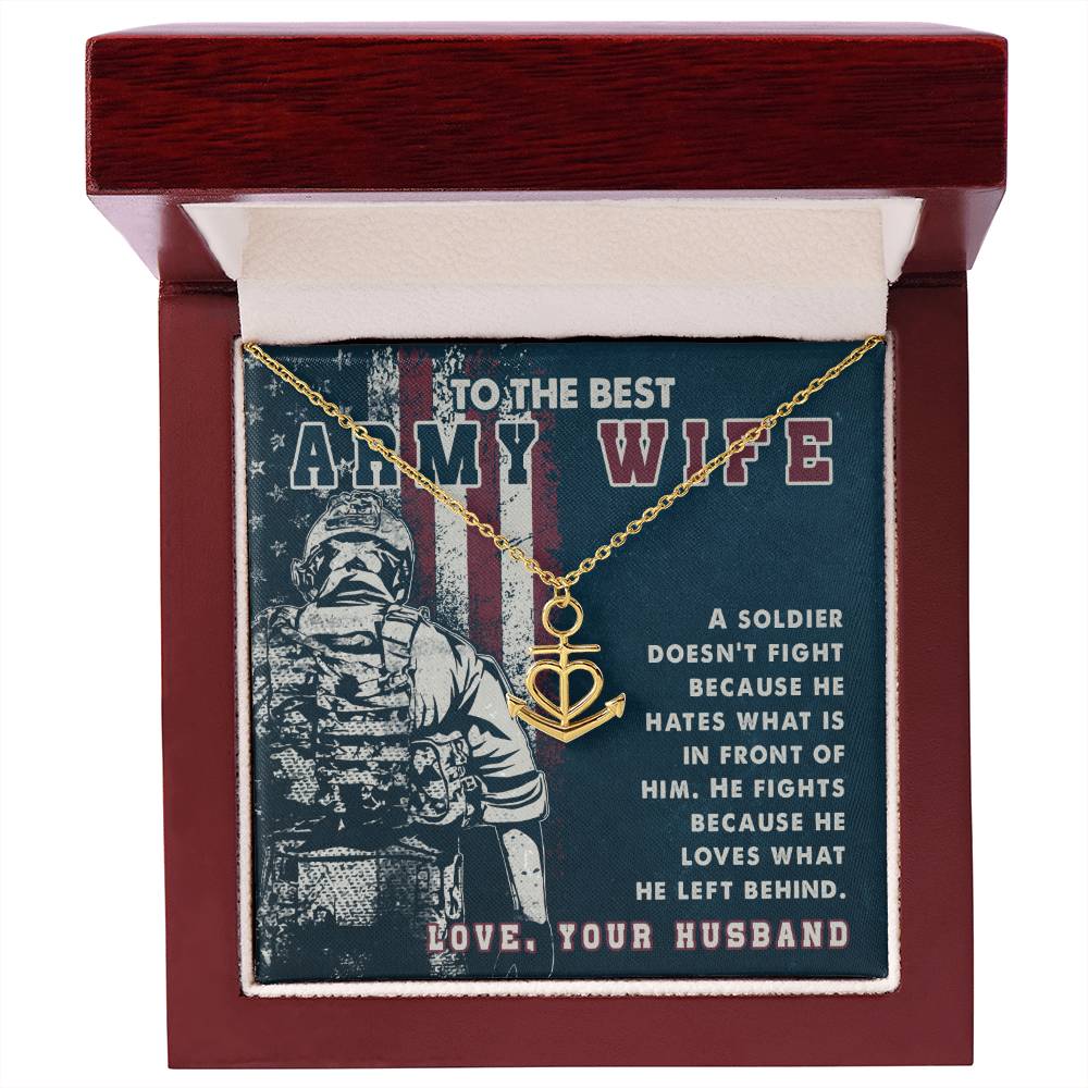 To My Army Wife Necklace Gift from Husband, Perfect for Birthday & Valentine’s Day Surprises - Anchor Pendant Necklace