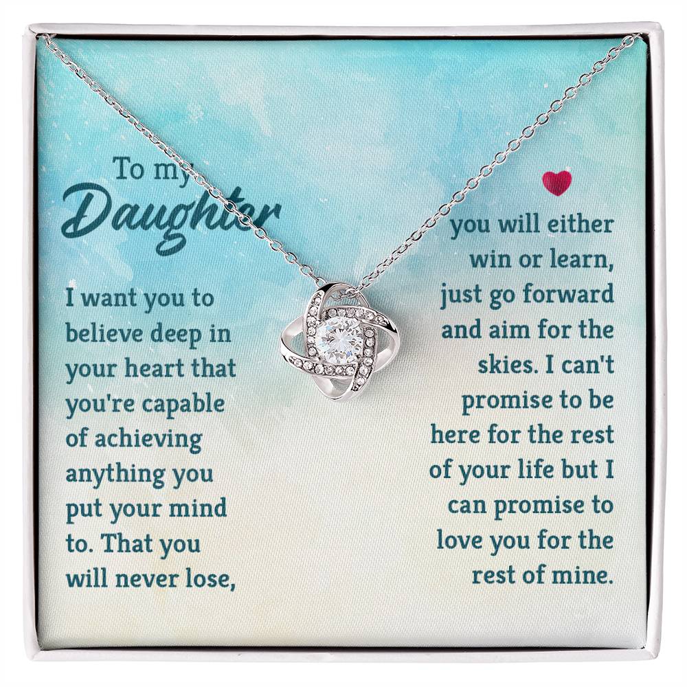 To My Daughter Necklace – Daughter Birthday Graduation Celebration Gift – Love Knot Necklace