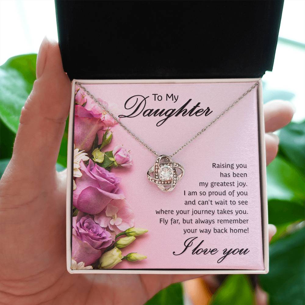To My Daughter Necklace – Daughter Necklace for Graduation Birthday Occasions from Mum – Love Knot Necklace