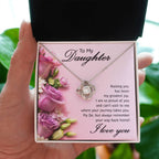 To My Daughter Necklace – Daughter Necklace for Graduation Birthday Occasions from Mum – Love Knot Necklace