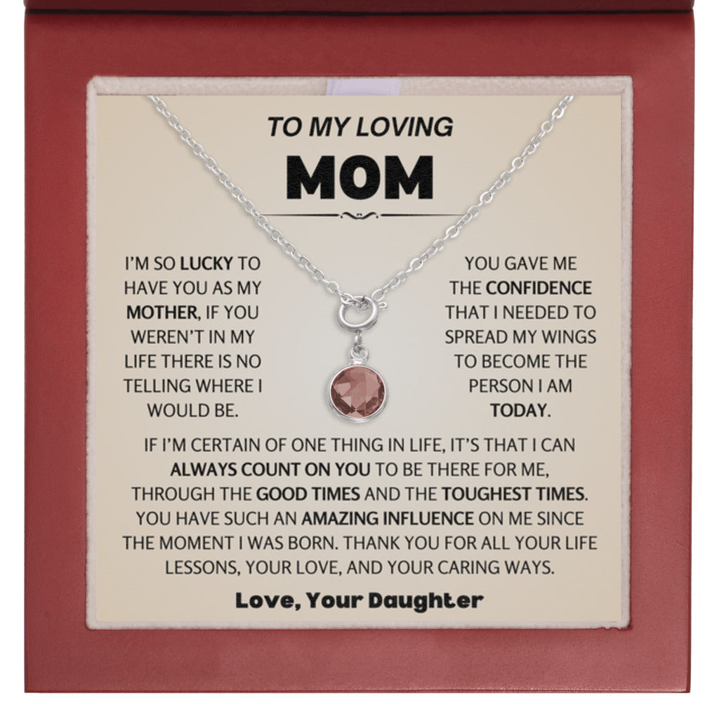 January Birthstone Necklace for Mom from Daughter - Mahogany Luxury Box