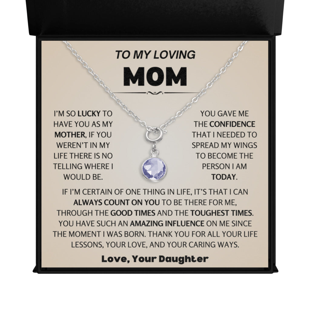 February Birthstone Necklace for Mom from Daughter