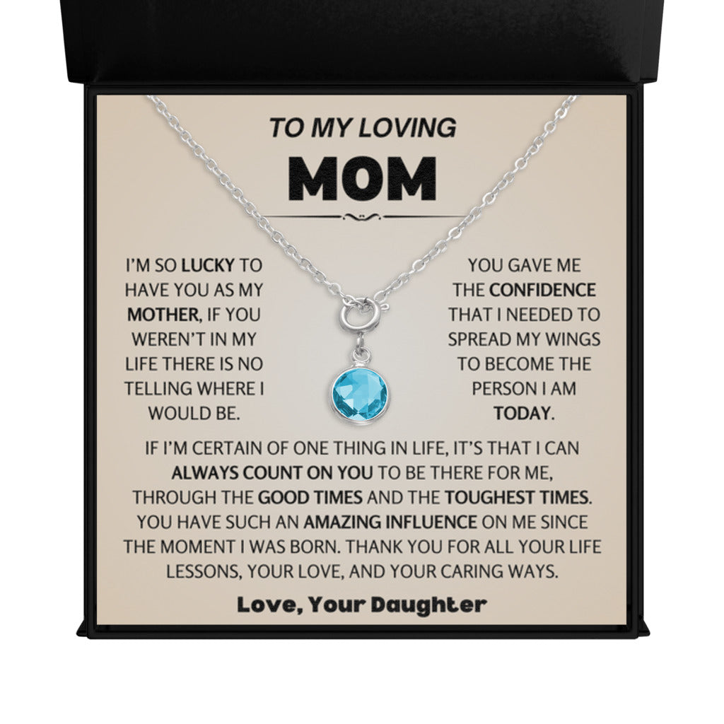 March Birthstone Necklace for Mom from Daughter