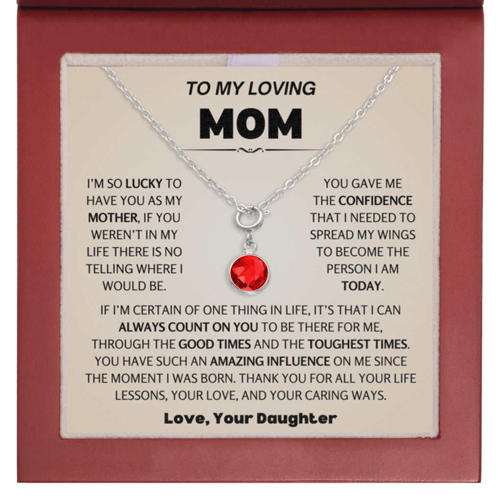 July Birthstone Necklace for Mom from Daughter - Mahogany Luxury Box 