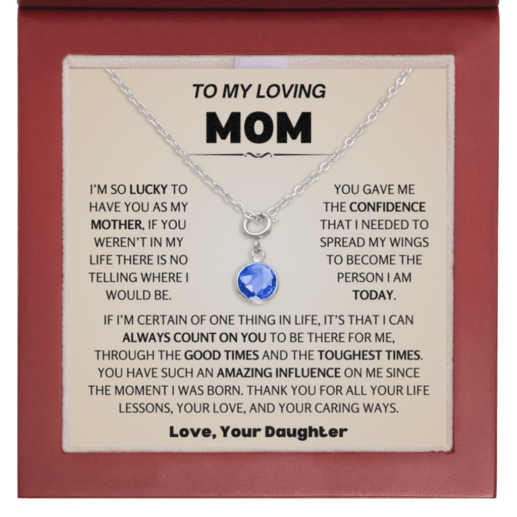 Birthstone Necklace for Mom from Daughter, Present for Birthday, Mother's Day and Christmas