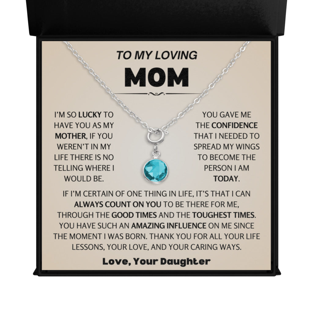 Birthstone Necklace for Mom from Daughter, Present for Birthday, Mother's Day and Christmas