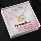 I Love You Grandma Gift from Grandkids - Interlocking Hearts Necklace