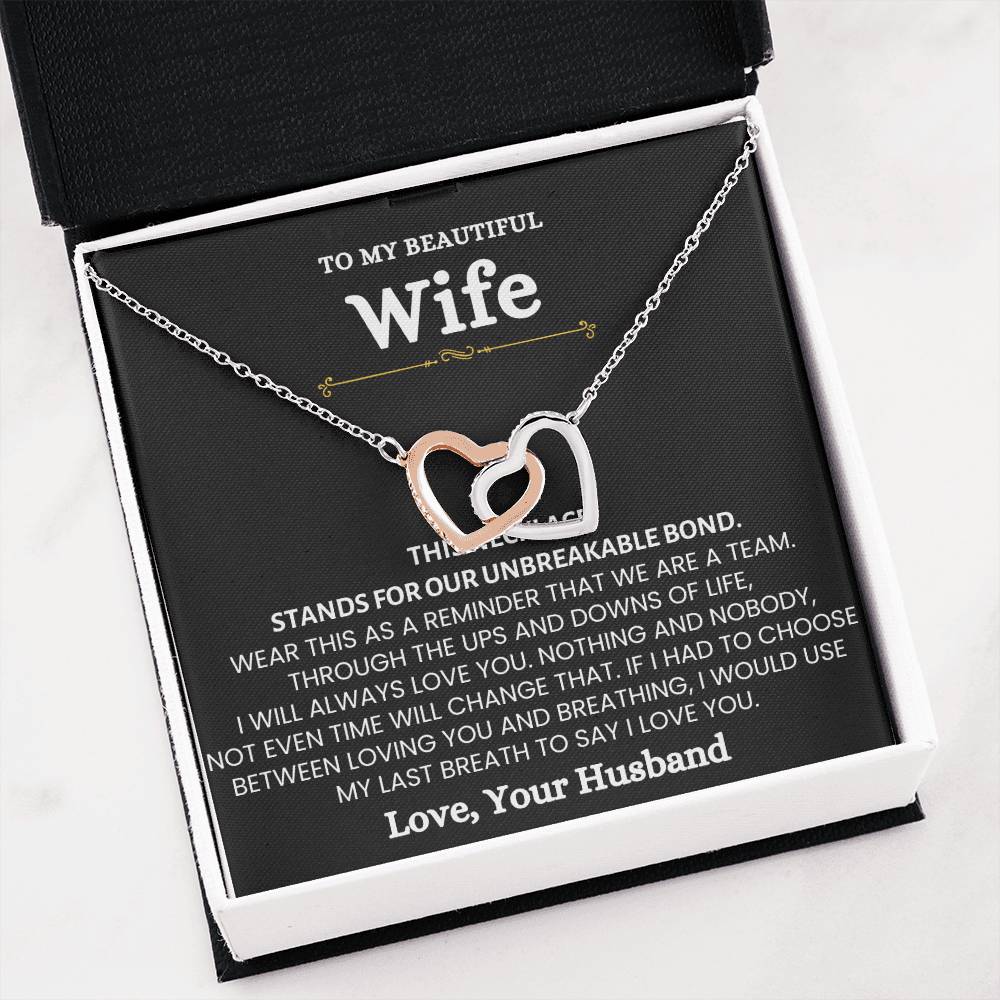 To My Wife Necklace - Romantic Gift for Special Moments & Valentine’s Day - Interlocking Hearts Necklace