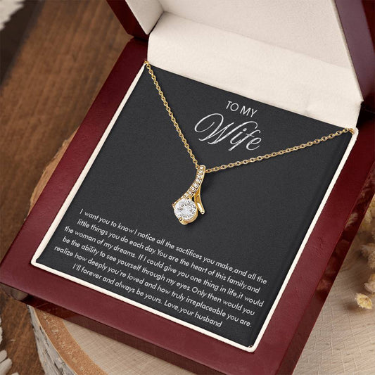 To My Wife Necklace - Loving Husband Gift for Christmas, Valentine’s Day & Birthday Celebrations - Alluring Beauty Necklace