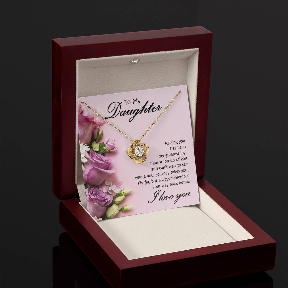 To My Daughter Necklace – Daughter Necklace for Graduation Birthday Occasions from Mum – Love Knot Necklace