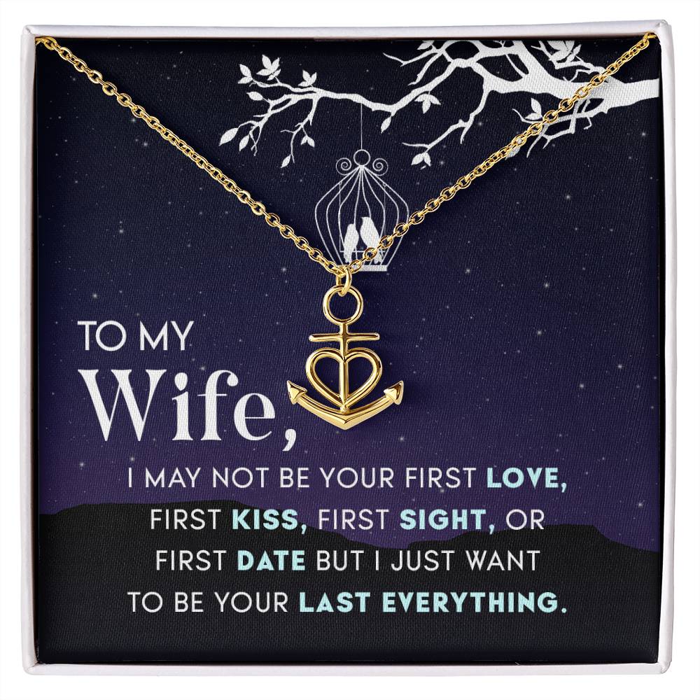 To My Wife Necklace - Emotional Husband to Wife Love Jewelry for Birthday, Valentine’s Day & Annual Celebrations - Anchor Pendant Necklace