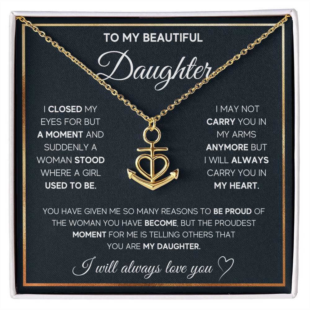 To My Daughter Necklace – Daughter Necklace for Graduation & Birthday Events – Anchor Pendant Necklace