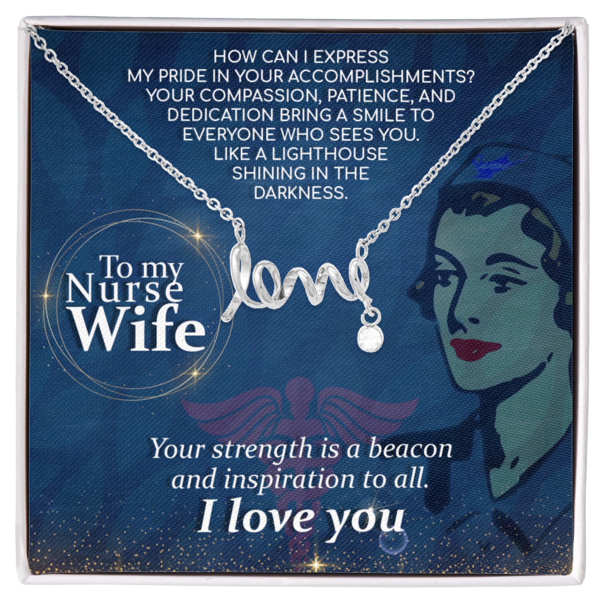 To My Nurse Wife Necklace Gift from Husband - Scripted Love Necklace