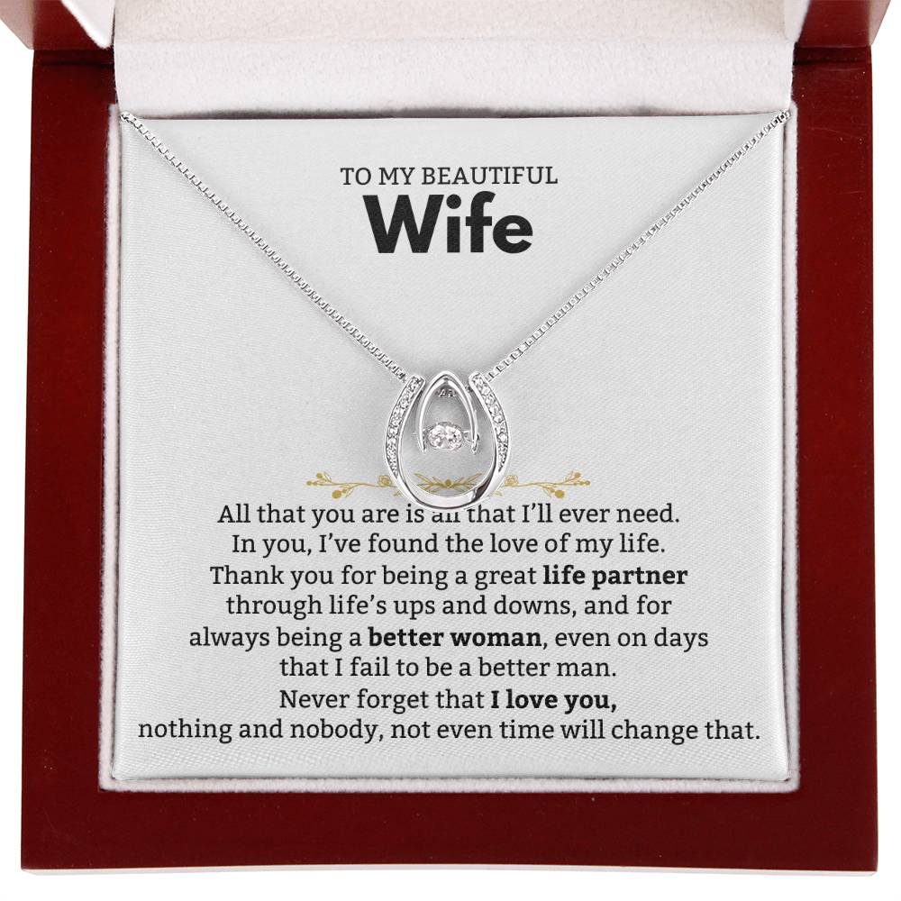 To My Wife Necklace - Sweet Emotional Gift for Wife from Husband on Birthday, Anniversary & Valentine’s Day - Lucky In Love Necklace