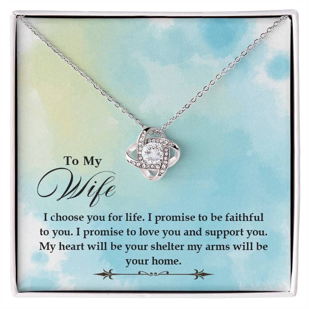To My Wife Gift from Husband - Romantic Jewelry for Birthday & Anniversary Celebrations - Love Knot Necklace