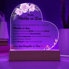 Heart Acrylic Gift for Mother-in-Law, Sentimental Keepsake, Loving Gift from Daughter-in-Law
