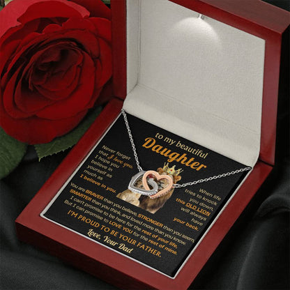 To My Daughter Necklace - Sentimental Birthday Gift from Dad, Meaningful Jewelry for Milestones & Holidays - Interlocking Hearts Necklace
