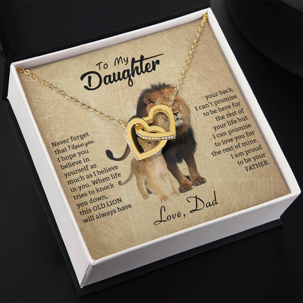 To My Daughter Necklace - Everyday Love Jewelry Gift from Dad for Daughter’s Birthday & Just Because - Interlocking Hearts Necklace