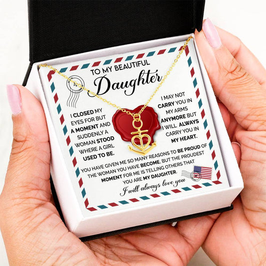 To My Daughter Necklace – Daughter Birthday Graduation Celebration Gift – Anchor Pendant Necklace
