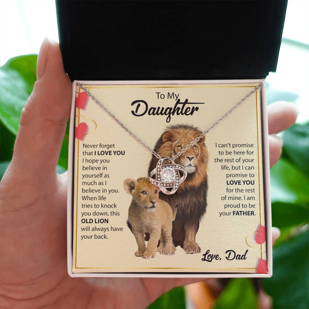 To My Daughter Necklace - Everyday Love Jewelry Gift from Dad for Daughter’s Birthday & Just Because - Love Knot Necklace